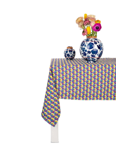 La Doublej Geometric Pattern Table Cloth In Pink