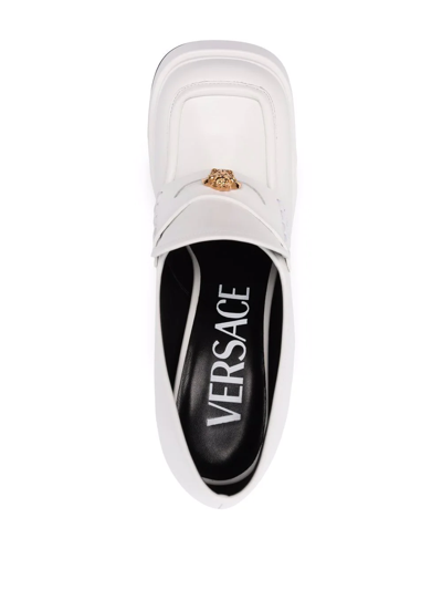Shop Versace Intrico Platform Loafers In White