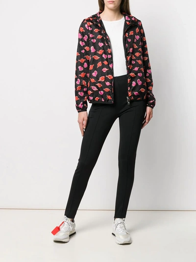 Shop Moncler Lips And Heart Print Jacket In Black