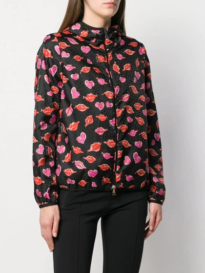 Shop Moncler Lips And Heart Print Jacket In Black