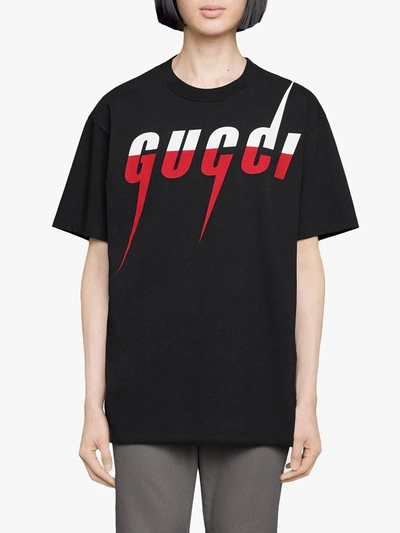 GUCCI T-SHIRT WITH GUCCI BLADE PRINT - 黑色
