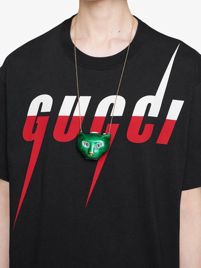 Shop Gucci Blade Logo-print Cotton T-shirt In Black