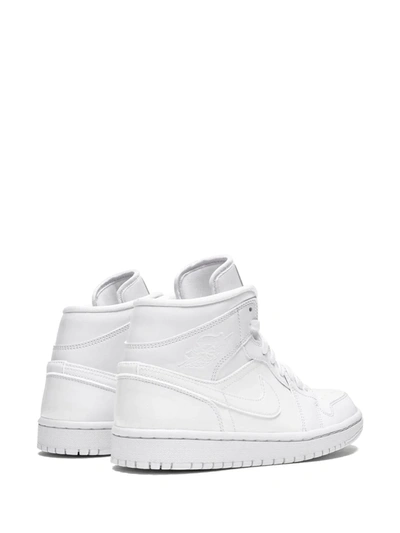 Shop Jordan Air  1 Mid "triple White Patent Leather" Sneakers