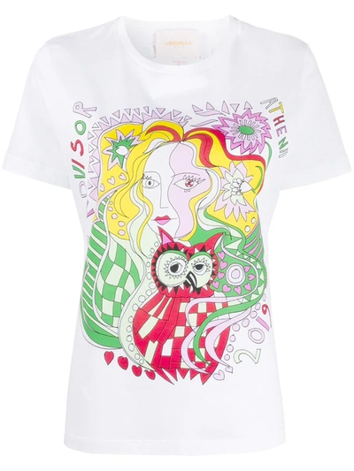 Shop La Doublej Goddess Athena Placed Print T-shirt In White
