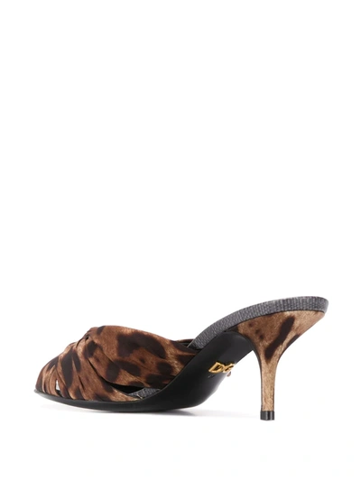 Shop Dolce & Gabbana 60mm Leopard-print Mules In Brown