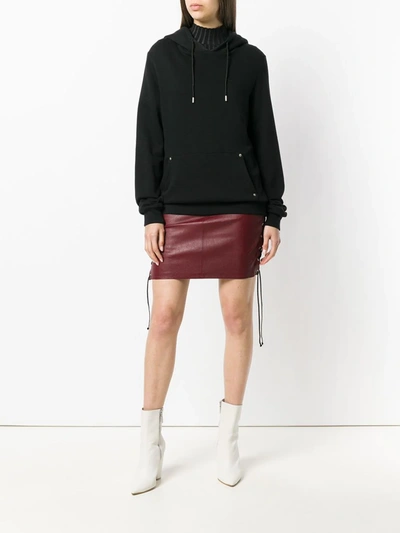 Ben Taverniti Unravel Project Lace-up Leather Mini Skirt In Red