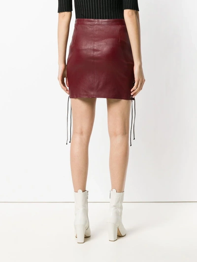 Ben Taverniti Unravel Project Lace-up Leather Mini Skirt In Red