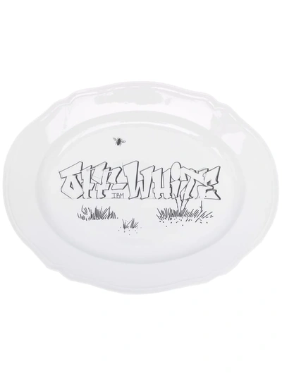 Shop Off-white X Ginori 1735 Logo-print Oval Tray In White