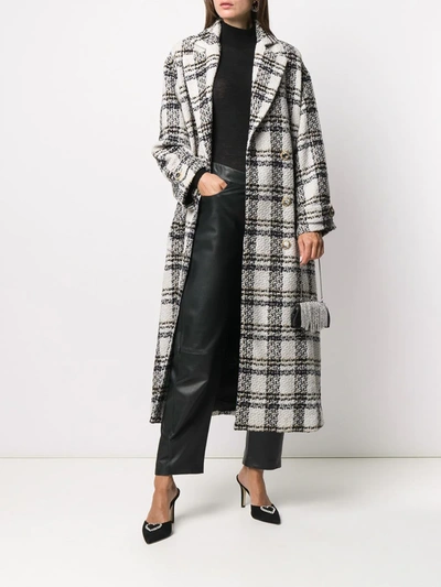 Shop Alessandra Rich Double-breasted Check Coat In White