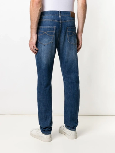 Shop Brunello Cucinelli Distressed Straight Leg Jeans In Blue