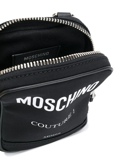 MOSCHINO CONTRAST LOGO SHOULDER BAG - 黑色