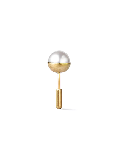 Shihara Half Pearl Earring 45° In Metallic