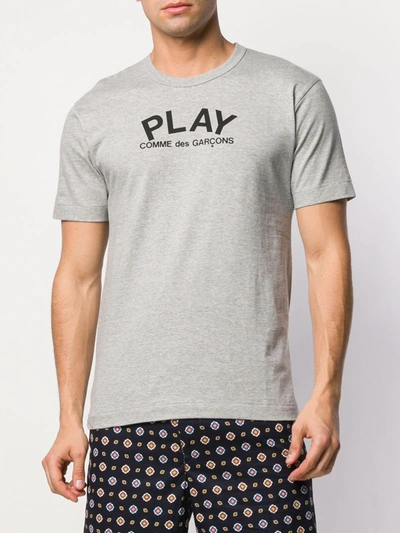 Shop Comme Des Garçons Play Logo Round Neck T-shirt In Grey