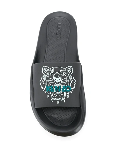 Kenzo Tiger Pool Mules In Black