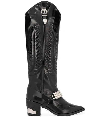 Shop Toga Knee Length Cowboy Boots In Black