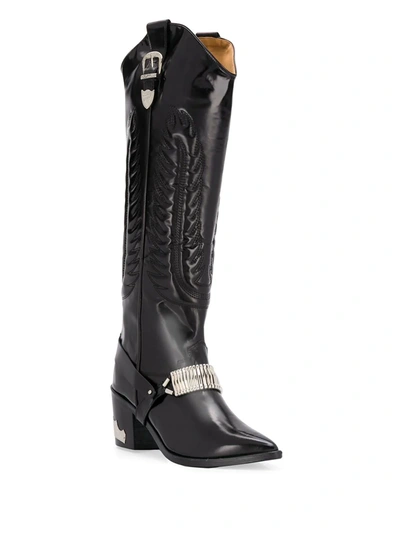 Shop Toga Knee Length Cowboy Boots In Black