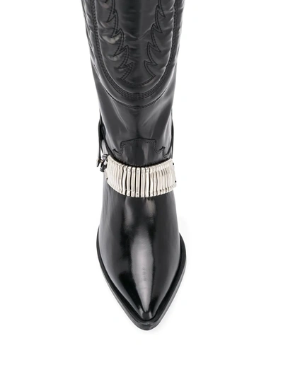 Shop Toga Knee Length Cowboy Boots In Black