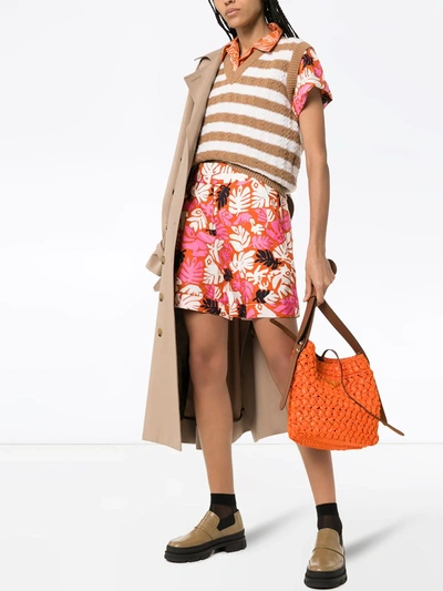 Shop Marni Floral Print High-waisted Shorts In Orange