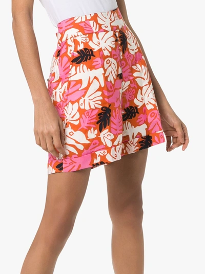 Shop Marni Floral Print High-waisted Shorts In Orange