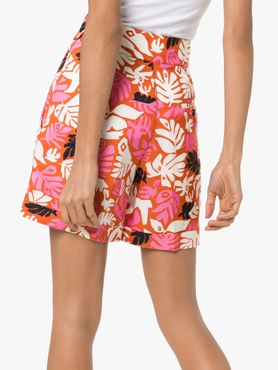 Shop Marni Floral Print High-waisted Shorts In Orange