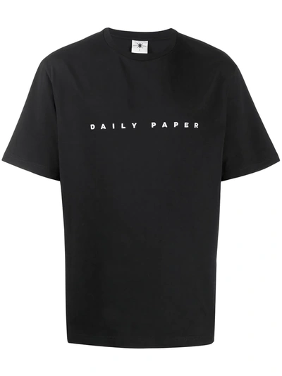 Shop Daily Paper Embroidered Logo T-shirt In Black