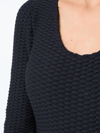 Shop Amir Slama Texture-effect Open Back Bodysuit In Black