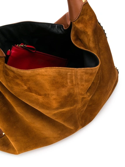 Shop Valentino Rockstud Shoulder Bag In Brown