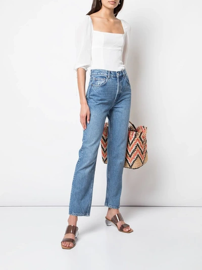 Shop Reformation Cynthia High-rise Straight Jeans In Blue