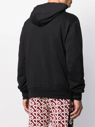 Shop Dolce & Gabbana Embroidered Logo Zip-up Hoodie In Black