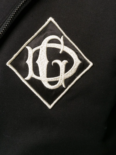 Shop Dolce & Gabbana Embroidered Logo Zip-up Hoodie In Black