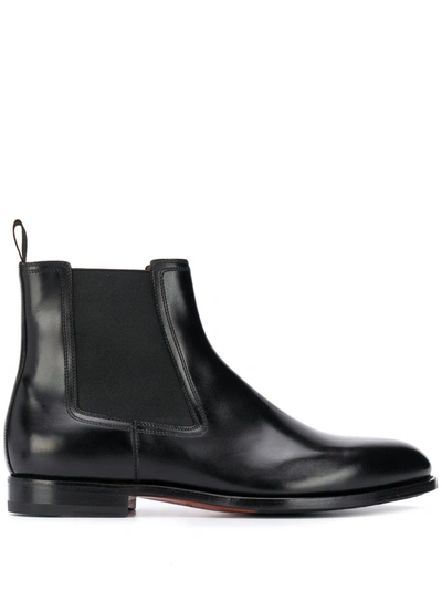 Shop Santoni Simon Leather Chelsea Boots In Black