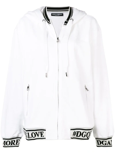 Shop Dolce & Gabbana Logo Detail Hoodie In White