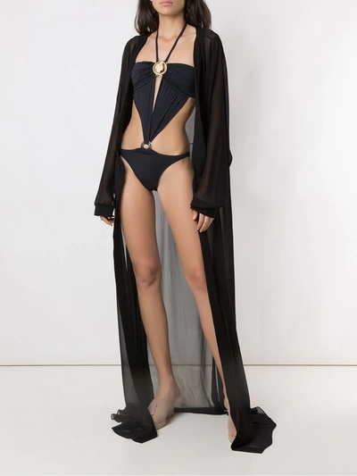 Shop Amir Slama Silk Kaftan In Black