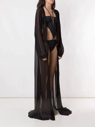 Shop Amir Slama Silk Kaftan In Black