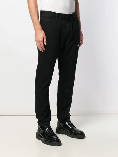 Shop Palm Angels Branded Straight Jeans In Black