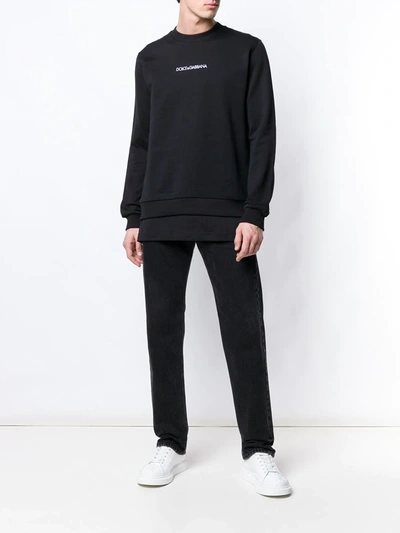 Shop Dolce & Gabbana Contrast Logo Jumper In Black