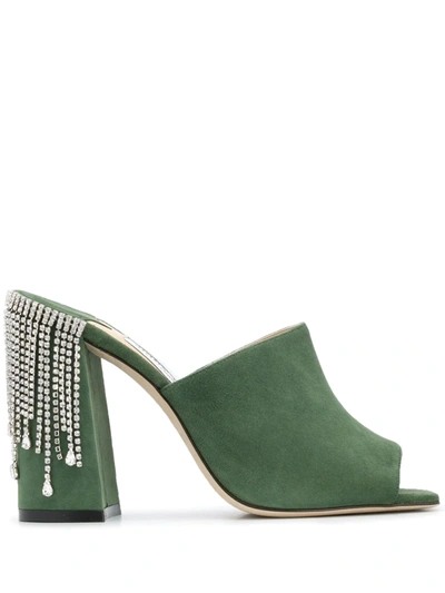 Shop Jimmy Choo Baia 100mm Mules In Green