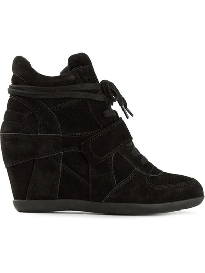 Ash Bowie Lace-up Suede Sneaker Booties In Black/ Black Suede | ModeSens