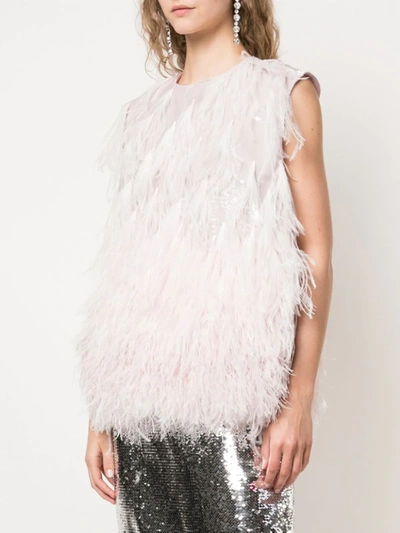 Shop Rochas Feather Fringe Top In Pink