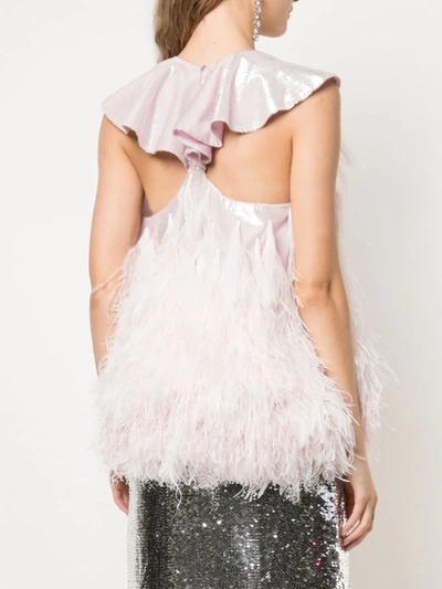 Shop Rochas Feather Fringe Top In Pink