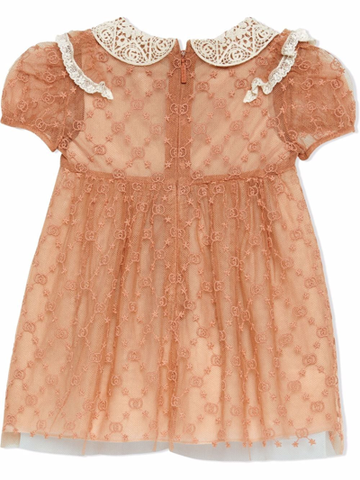 Shop Gucci Gg Star Tulle Dress In Pink