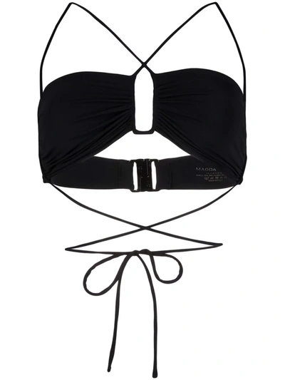 Shop Magda Butrym Cross-strap Bikini Top In Schwarz
