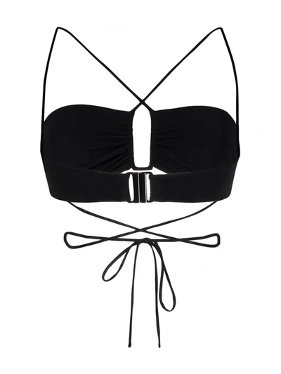 Shop Magda Butrym Cross-strap Bikini Top In Schwarz