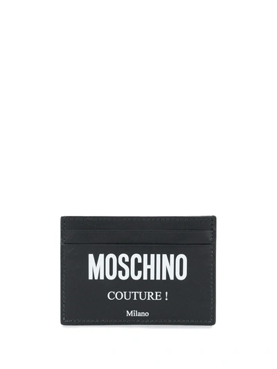 Shop Moschino Logo Print Cardholder In Black