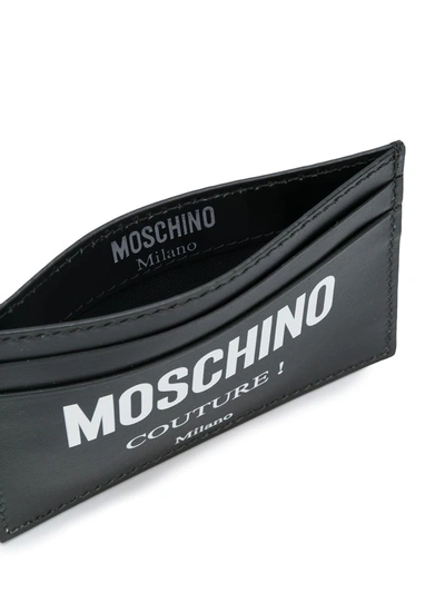 Moschino Logo Leather Card Case In Black