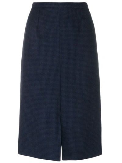 Pre-owned Guy Laroche Vintage Classic Pencil Skirt In Blue