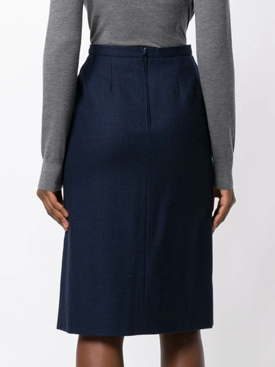 Pre-owned Guy Laroche Vintage Classic Pencil Skirt In Blue