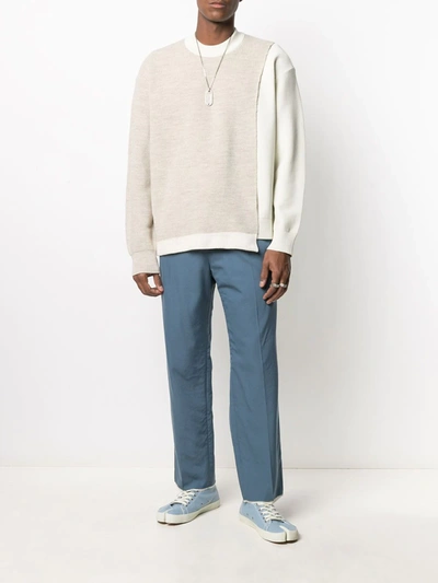 Shop Ambush Overlap Crew Neck Jumper In Neutrals