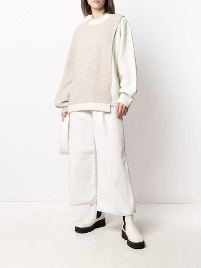 Shop Ambush Overlap Crew Neck Jumper In Neutrals