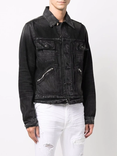 Shop Amiri Zip-detail Denim Jacket In Black